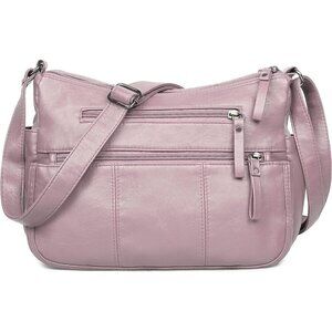 🆕 Volganik Rock PU Leather Shoulder Bag Women Pink Soft Pocketbooks Purse
